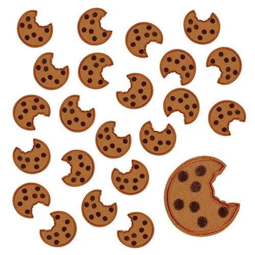 Biscuit Iron On Patches,Iron-On Cookies Biscuits Embroidered Fabric Sticker Biscuit Patch Embroidered Label Iron-On Embroidered Badge DIY Biscuit Embroidery for Hats Shoes Bags Clothes (Q,18PCS) von Yavitality