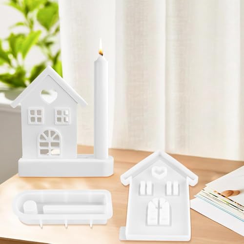 Silikonform Weihnachten,3D Gießform Weihnachten Haus,Splicing star house lamp silicone mold,Haus für Basteln Gips, Kerzen, Heimwerke (2) von Yavitality