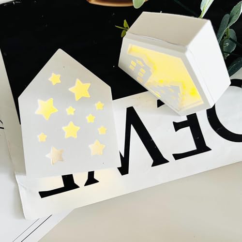 Silikonform Weihnachten,3D Gießform Weihnachten Haus,Splicing star house lamp silicone mold,Haus für Basteln Gips, Kerzen, Heimwerke (3) von Yavitality