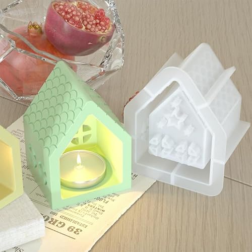 Silikonform Weihnachten,3D Gießform Weihnachten Haus,Splicing star house lamp silicone mold,Haus für Basteln Gips, Kerzen, Heimwerke (3) von Yavitality