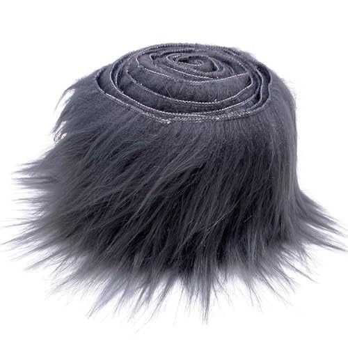 Yavitality Faux Fur Langhaarplüsch Zum Basteln,Furry Faux Precut Strips Kunstfell Meterware, Stoff Fluffy Craft Plüschstoff Fur Beard Santa HairFell Stoff Fluffy Beard Santa Hair (Dunkelgrau,1pcs) von Yavitality