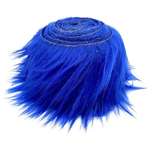 Yavitality Faux Precut Strips,Plüschstoff Meterware, Faux Fur Langhaarplüsch Zum Basteln, Fell Stoff Flauschiges Plüsch Bastelfell für Zwergenbart Weihnachtsmann Haar Wichtel (Schatz blau,1pcs) von Yavitality