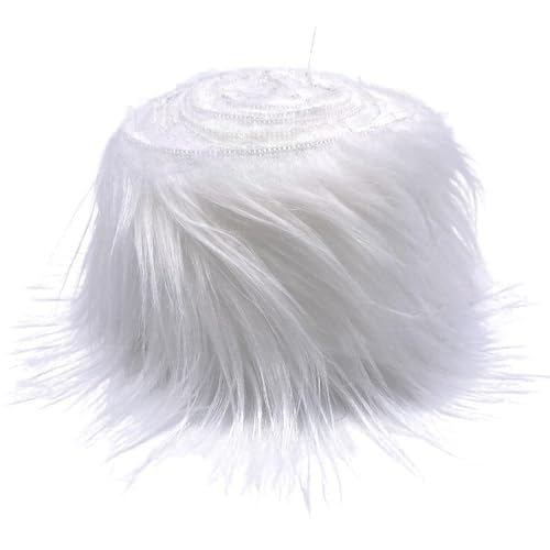 Yavitality Faux Precut Strips,Plüschstoff Meterware, Faux Fur Langhaarplüsch Zum Basteln, Fell Stoff Flauschiges Plüsch Bastelfell für Zwergenbart Weihnachtsmann Haar Wichtel (Weiß,2pcs) von Yavitality