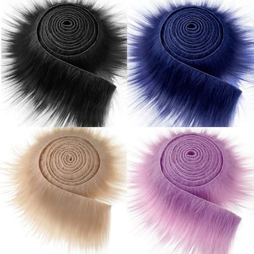 Yavitality Faux Precut Strips,Plüschstoff Meterware, Faux Fur Langhaarplüsch Zum Basteln, Fell Stoff Flauschiges Plüsch Bastelfell für Zwergenbart Weihnachtsmann Haar Wichtel DIY Basteldekoratio (14) von Yavitality