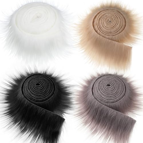 Yavitality Faux Precut Strips,Plüschstoff Meterware, Faux Fur Langhaarplüsch Zum Basteln, Fell Stoff Flauschiges Plüsch Bastelfell für Zwergenbart Weihnachtsmann Haar Wichtel DIY Basteldekoratio (27) von Yavitality