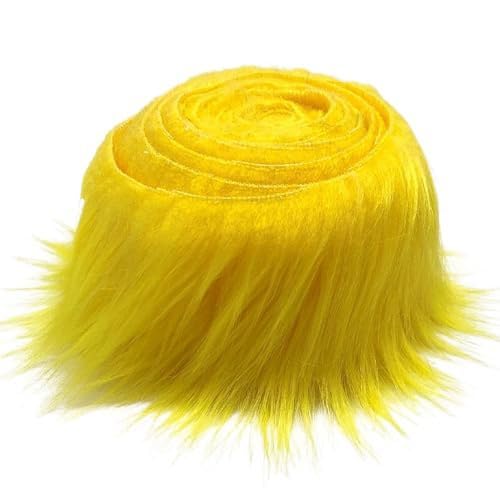 Yavitality Kunstfell Band, therian fur Kunstpelz zum basteln Flauschige Dekoband für Weihnachten GNOME Furry Faux Precut Strips Plüsch Pelz Fell Stoff Fluffy Beard Santa Hair (Gelb,1pcs) von Yavitality