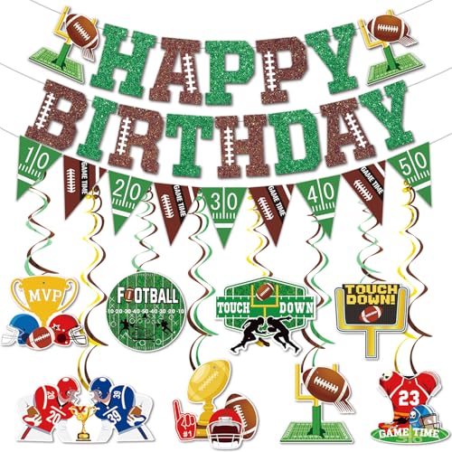 Fußball Happy Birthday Banner Fußball Geburtstag Party Dekorationen mit Fußball Party Hängende Dekorationen Super Bowl Geburtstagsdekorationen Fußball Themed Birthday Party Supplies von Yavxzvbw