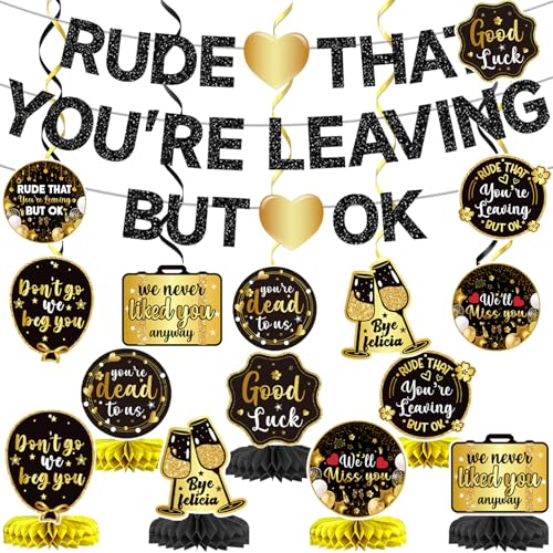 Gold Unhöflich That You're Leaving But OK Banner We Will Miss You Deorations Going Away Partydekorationen Goodbye Party Dekorationen Abschiedsdekorationen Party Kollegen Abschiedsdekorationen von Yavxzvbw