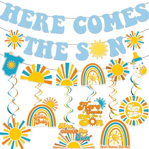 Here Comes The Son Baby Shower Decorations Here Comes The Sun Baby Shower Banner Boy Baby Shower Decorations Sunshine Baby Shower Decorations Blue von Yavxzvbw