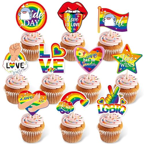 Cupcake-Topper, Regenbogen-Cupcake-Picks, Kuchendekoration, Pride Day, Motto-Party, Zubehör, Cupcake-Dekoration, 10 Stück von Yawdil