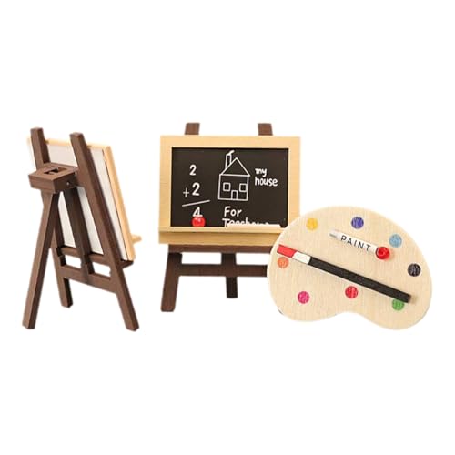 Yawdil 1 Set Mini-Tafel Modell Kleine Holz Malerei Staffelei Spielzeug Puppenhaus Möbel Miniatur Zubehör von Yawdil