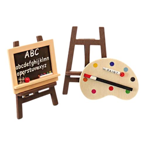 Yawdil 1 Set Mini-Tafel Modell Kleine Holz Malerei Staffelei Spielzeug Puppenhaus Möbel Miniatur Zubehör von Yawdil