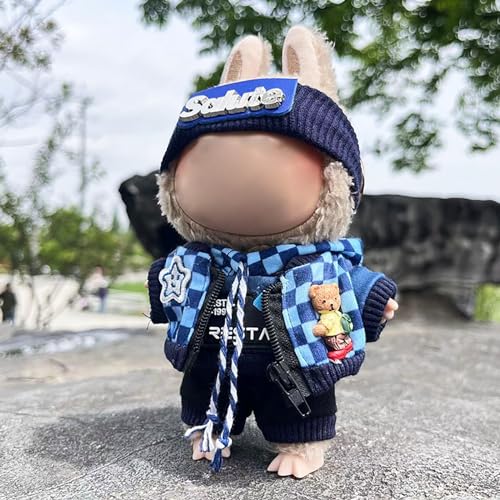 Yawdil Niedliche Mini Plüsch Puppen Kleidung Outfit nur Bekleidungs zubehör für 17cm Labubu Puppen Pullover Hoodie Kleidung DIY Kinder Geschenke von Yawdil