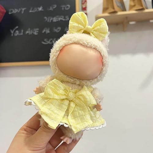 Yawdil Niedliche Mini Plüsch Puppen Kleidung Outfit nur Bekleidungs zubehör für 17cm Labubu Puppen Pullover Hoodie Kleidung DIY Kinder Geschenke von Yawdil