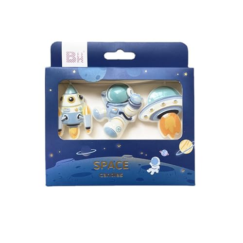 Yawdil Weltraum-Thema-Kuchen-Kerze Astronauten-Figur Geburtstag Weltraum-Themen-Party-Dekorations-Kerzen-Zubehör Planet Rocket-UFO-und Star-DIY-Kuchen-Topper für Kinder-Party-Baby-Dusche von Yawdil