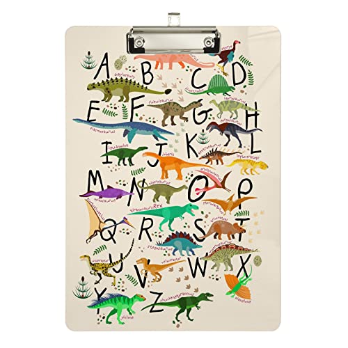Alphabete mit Dinosaurier-Klemmbrettern, Acryl-Klemmbrett für Klassenzimmer, Büro, Krankenpflege, A4, Briefgröße 31,8 x 22,9 cm von Yaxinduobao