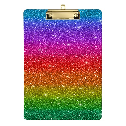 Farbenfrohes Regenbogen-Glitzer-Klemmbrett, A4, Briefgröße für Clipfolio, niedliches Klemmbrett, Silber, 30,5 x 22,9 cm von Yaxinduobao
