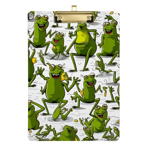 Klemmbrett mit Frosch-Muster, Acryl-Klemmbrett – A4-Klemmbretter in Briefgröße mit niedrigem Profil-Clip für Büro, Schule, Klassenzimmer von Yaxinduobao