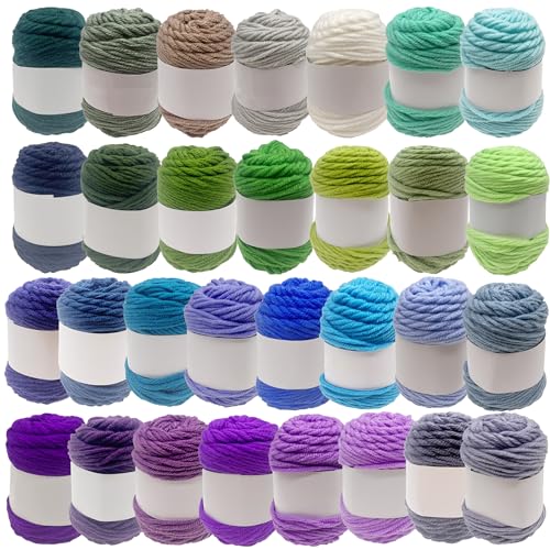 Yayatty 30 Farbe 15g Wolle Zum Häkeln, Crochet Yarn, Farben Sortiert Garn, Baumwollgarn für Häkeln DIY, Handarbeit Stricken Garn, DIY Projekt von Yayatty