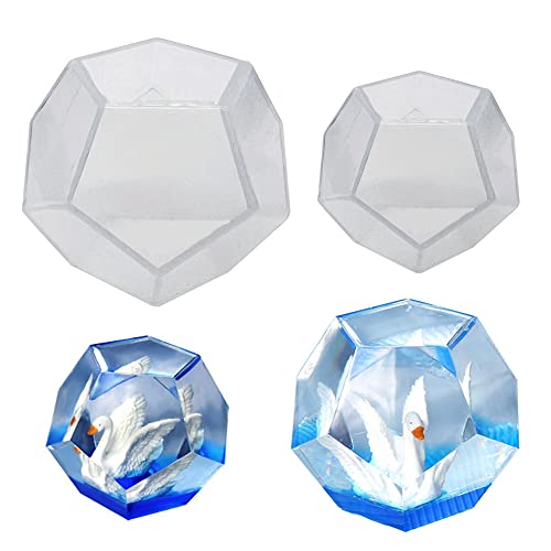 Yayatty 6 Stück Kugel Epoxidharz Form, 2 Größe 3D Kugel Harz Silikonformen Diamant Silikonform Epoxidharz Kugelformen für DIY Handwerk, Heimdekoration von Yayatty