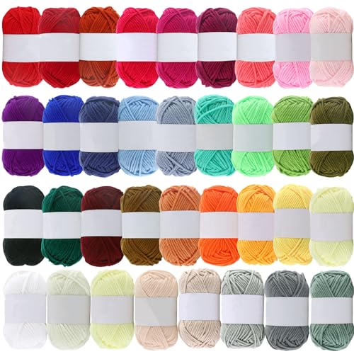 Yayatty Häkelgarn 15g Acryl Wolle Zum Häkeln Dicke Wolle Zum Stricken Häkelwolle für Anfänger Crochet Yarn für Häkeln Stricken und Handwerk (Multicolor 35) von Yayatty