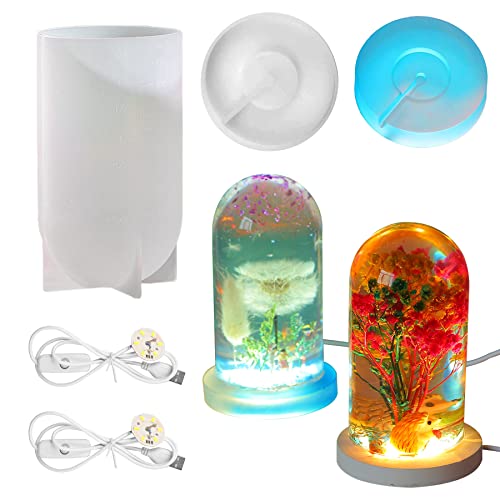 Yayatty Harz-Silikonform Zylinder Licht Silikonharzformen, LED Lampe Epoxidharz Formen mit Ständer, USB Betriebenes Licht für DIY Desktop Ornaments Tischlampe, Heimtextilien von Yayatty