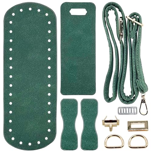 Yayatty PU Leder Rucksack Making Kits, DIY Leder Taschen Stricken Häkeln Set Tasche Bottom Shaper Pad Insert Kissen Basis mit Taschenriemen Verschlüsse für DIY Tasche Herstellung, Grün von Yayatty