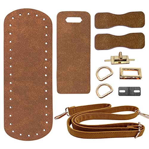 Yayatty PU-Leder Rucksackherstellungs-Kits, DIY Ledertaschen Stricken Häkelset Tasche Boden Shaper Pad Einsatz Kissenbasis mit Taschenriemen Verschlüsse für DIY Taschenherstellung, Kaffee von Yayatty