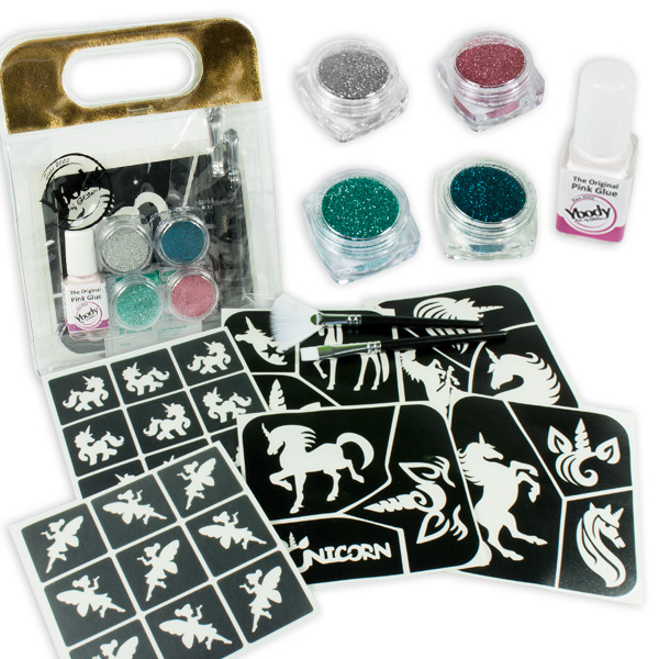 Glitzer-Tattoo-Set "Einhorn", 41-teilig von Ybody