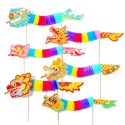 6 Stück Chinesisches Neujahrspapier Drachen Dekoration für Frühlingsfest Party Bastelset Supplies von Ycfish