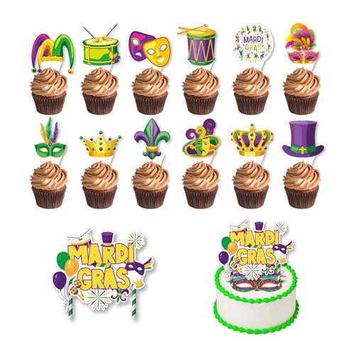 Cupcake-Topper mit Mardi Gras Maske, 18 Stück von Ycfish