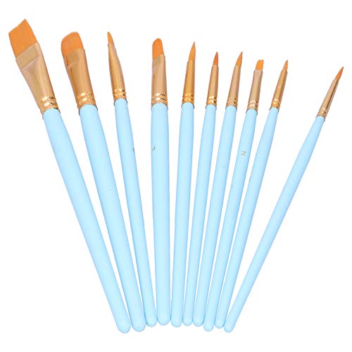 10pcs Nylon Wolle TB Set mit Holzgriff für Gouache und Farbe - Ideales Werkzeug für Anfänger (101b -10 Sky Blue Poly) von Yctze