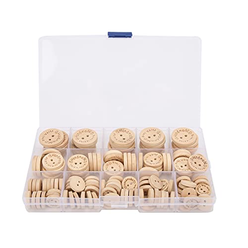 140 PCs Holzknöpfe mit 3 Größen & E -Buchstabenmustern, Ideal für -Fett-, Näh- und Kinderprojekte von Yctze