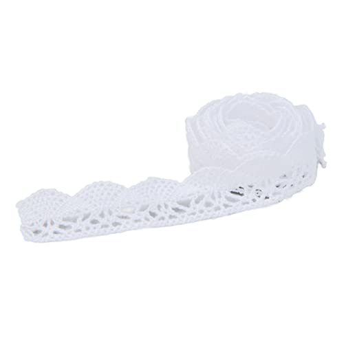 2 Cm Breiter Weißer Baumwoll-Spitzenbesatz – 20 Yards Feiner, Durchsichtiger Stoffrand für Sofa, Vorhangdekoration, Gehäkeltes Baumwoll-Spitzenband für Heimwerkerarbeiten (WHITE) von Yctze