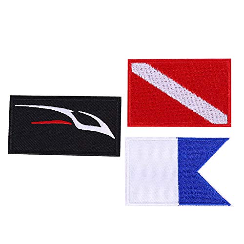 3pcs Tauchflagge Patch Bestickter Diver Badge DIY Accessoires für Hat Premium -Qualitäts -Tauchpatches und Accessoires für DER -Enthusiasten von Yctze