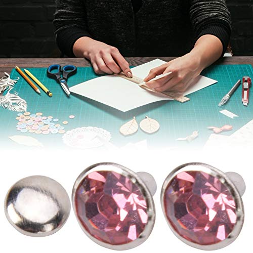 50 Sätze von 8-mm-Rohrbohrern mit Silberner Kante und Farbigem Diamant für Taschen, Schuhe, Hüte und Modeaccessoires – Direkt Vom Hersteller (8 mm großer rosafarbener Diamant mit von Yctze