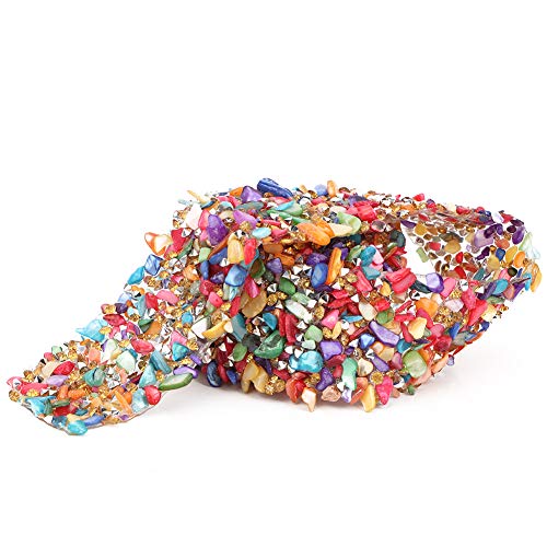 Bunte Edelstein-Muschel-Strass-Handtasche, Strass-Bekleidungsschuhe, Mobiles Zubehör, Bekleidungsbesatz (3,5 cm breite farbige Kiesstreifen) von Yctze