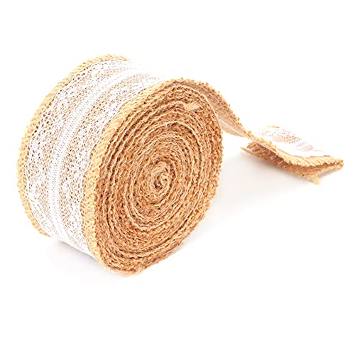 Deco -Sackleinenband mit E -Spitze für DIY -Fett- und Geschenkverpackung - 5 Meter Vielseitige Jute M (5 cm mittlere Spitze) von Yctze