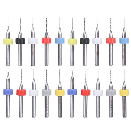 Dspiae Tools 20-teiliges Bohrer-Set, Legierung, Leiterplatte, Fester Schaft, 0,1 Mm – 1 Mm, Zubehör, Legierungsbohrer von Yctze