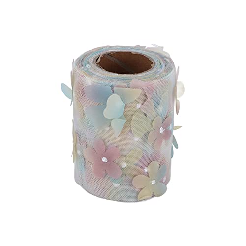 Farbverlaufsband aus Organza-Material mit Blumenschleife – 9,1 M Lang, 8 Cm Breit – für Bastelarbeiten, Geschenkverpackungen und Dekorationen (Farbe Blütenblätter beige) von Yctze