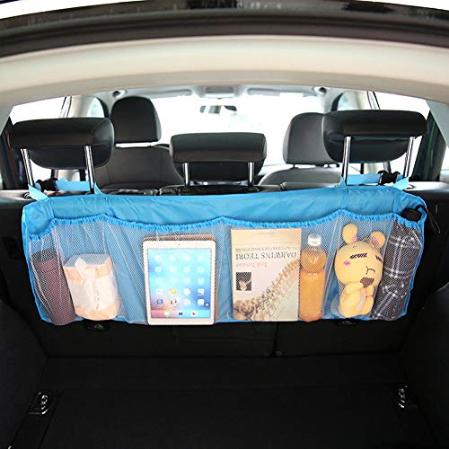 Yctze Wasserdichter Auto-Organizer für die Rückseite des Kofferraums, Elastisches Schnurnetz, Netz-Aufbewahrungstasche mit Robustem Design für CD, Telefon, Snacks (BLUE) von Yctze