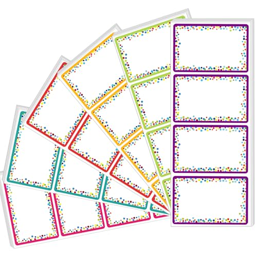 Yeachlaing Dekorative bunte Namensschilder für Klassenzimmer, Blanko-Aufkleber zum Beschriften für Schüler-Schreibtische, Mülltonnen-Etiketten, Lehrerbedarf, 6 Designs (8,9 x 5,7 cm), 240 Stück von Yeachlaing