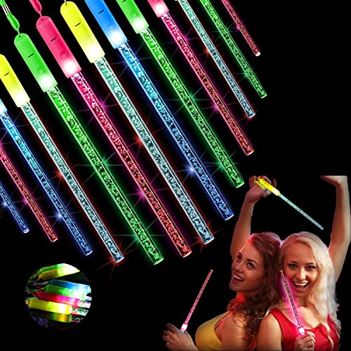 12 Stück Leuchtstab Glasfaser,Leuchtstäbe Partyzubehör,Leuchtstäbe Bunte,LED Leuchtstäbe Glow in The Darkness Stick Partyzubehör,Glasfaser Leuchtstab für Kinder Weihnachten,Party,Konzert,Hochzeit von YeahBoom