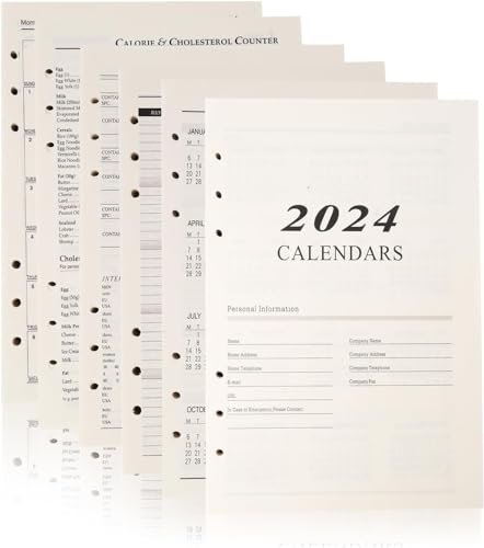 2024 Wochenplaner Einlage A5, Kalendereinlage 2024 A5,Ringbuch Kalender,Nachfüllpapier für Planer,Kalender 2024 Wochenplaner A5 Einlage,Für Arbeit und Studium & Finanzmanagement,140 mm x 206 mm von YeahBoom