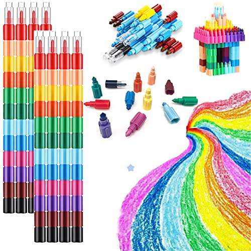 24 Stück Wachsmalstifte,Stapelbare Buntstifte kinder,Farbwechselstift,Wachsmalstifte Set,Spitzen Kreide Buntstifte,Regenbogen Stifte,ideal mitgebsel kindergeburtstag,Einschulung Mädchen Junge Geschenk von YeahBoom