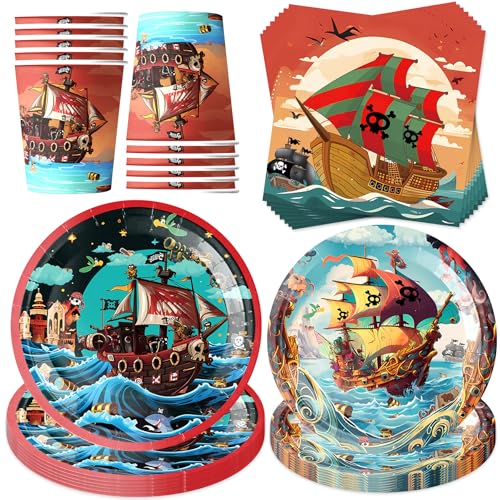 50 Stück Piraten Partygeschirr Set,Piraten Partygeschirr,Piratenschiff Party Pappteller Becher Servietten,Piratenschiff Partyteller,Kindergeburtstag Geschirr Set für 10 Gäste 50 Stück Piraten Partygeschirr Set,Piraten Partygeschirr,Piratenschiff Party Pappteller Becher Servietten,Piratenschiff Partyteller,Kindergeburtstag Geschirr Set für 10 Gäste von YeahBoom