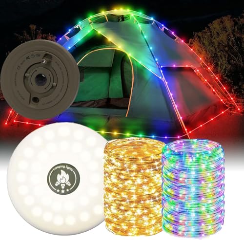 Camping Lichterkette Aufrollbar,10M Tragbare Campinglampe,Camping Lichterkette,Außenlichterketten mit 8 Beleuchtungsmodi,Wasserdichte Tragbare LED Lichterkette,Usb Wiederaufladbare Campinglampe von YeahBoom