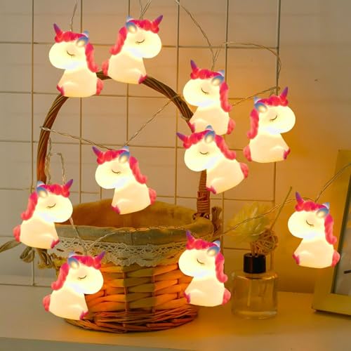 Einhorn Lichterketten,Led Lichterkette Batterie,LED Lichterkette Einhorn Design,Lichterkette Außen Batteriebetrieben,LED Lichterkette Einhorn Design Batteriebetrieben Deko für Garte von YeahBoom