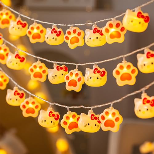 Katze Lichterkette,1.5M 10LED Lichterkette Kinderzimmer Katze,Lichterkette Lnnen,Led Lichterkette Batteriebetrieben,LED Lichterkette Katze Design,Lichterkette Fenster Innen,Aussenlichterkette Batterie von YeahBoom