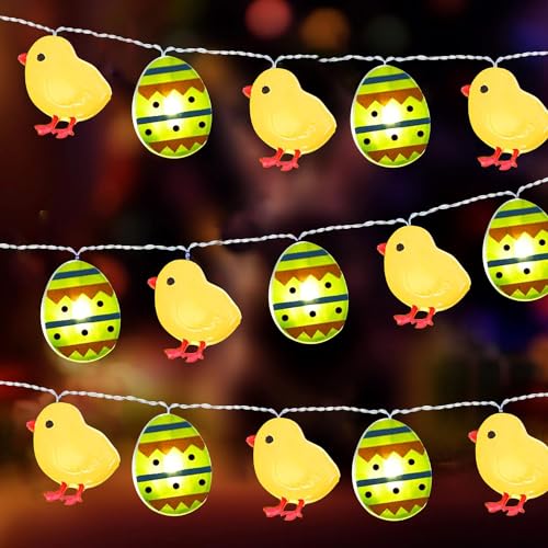 Lichterkette Ostern,2M 20LED Micro Oster Lichterkette,Osterküken Lichterkette,Lichterkette Innen Ostern,Huhn Lichterkette,LED Ostern Küken Lichterketten,Lichterkette Außen Ostern,Ostern String Licht von YeahBoom